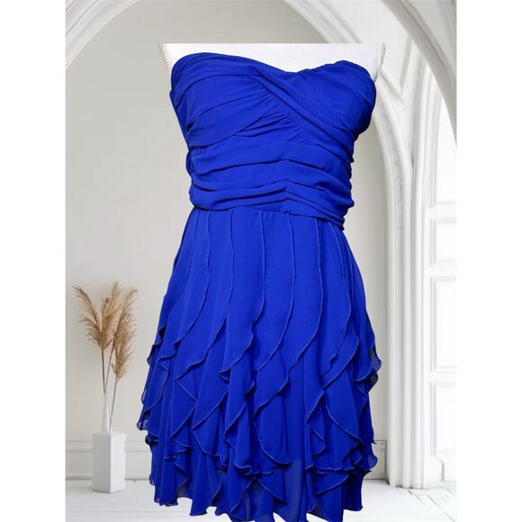 Windsor Royal Blue Flowy Ruffle Mini Dress-Size 13/14 - Picture 1 of 11